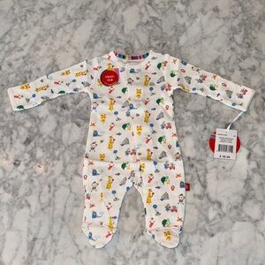 NWT MAGNETIC ME ORGANIC COTTON WHITE COLORFUL DESIGN FOOTIE NB